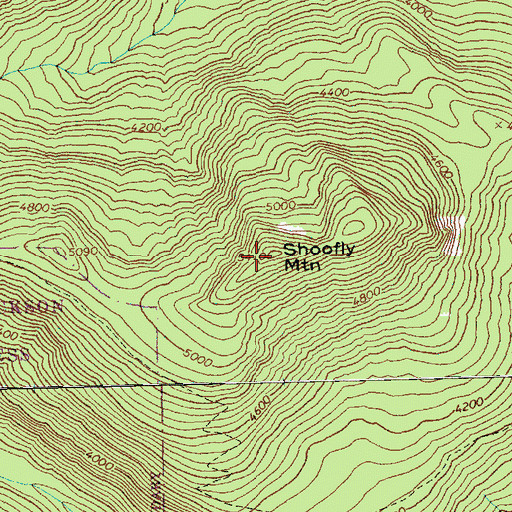 Topographic Map of Shoofly Mountain, WA