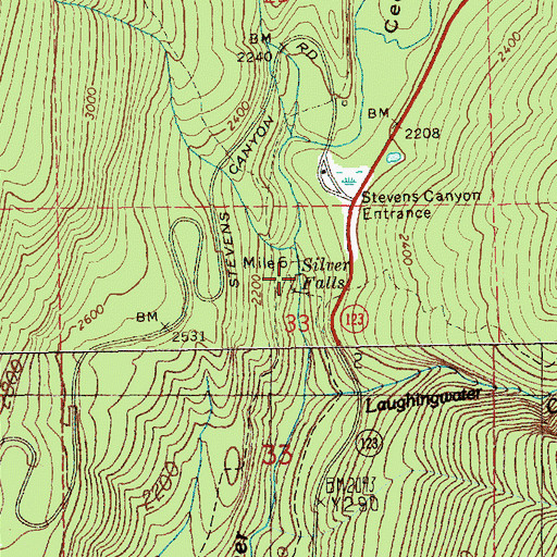Topographic Map of Silver Falls, WA