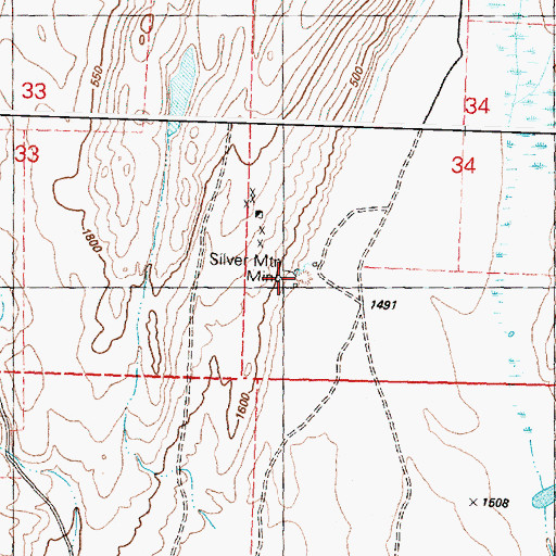 Topographic Map of Silver Mountain Mine, WA
