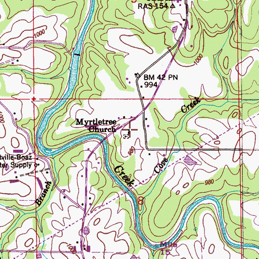 Topographic Map of Myrtletree Baptist Church, AL