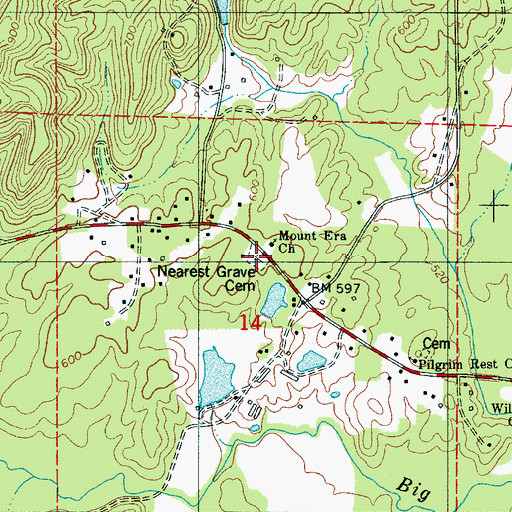 Topographic Map of Nearest Grave Cemetery, AL