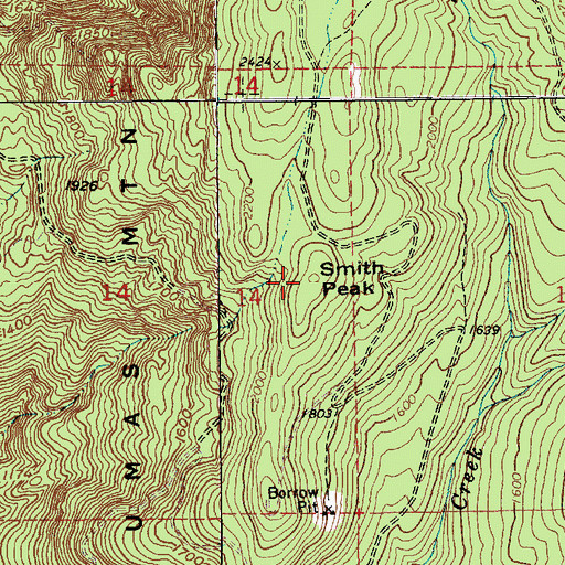 Topographic Map of Smith Peak, WA