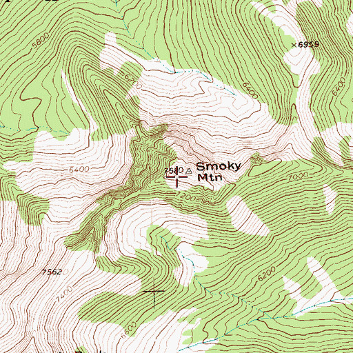 Topographic Map of Smoky Mountain, WA