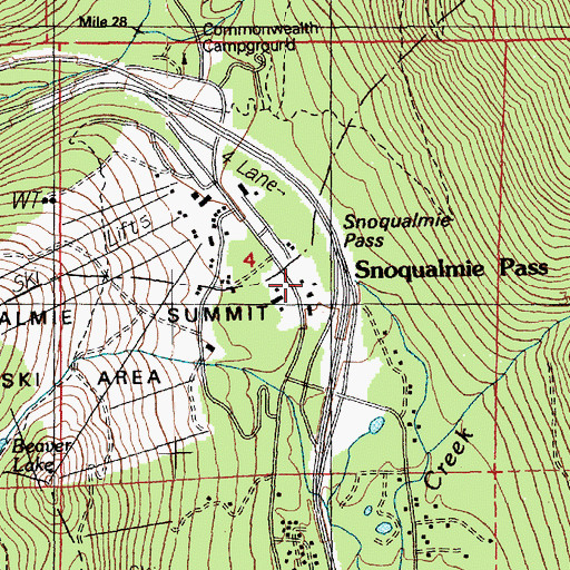 Topographic Map of Snoqualmie Pass, WA