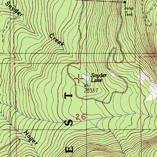 Topographic Map of Snyder Lake, WA