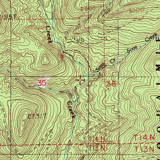 Topographic Map of Soos Creek, WA