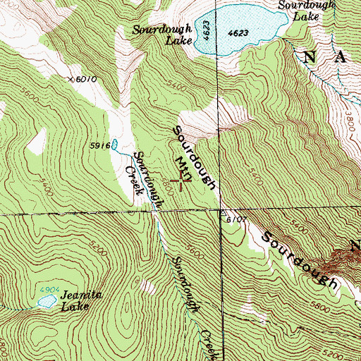 Topographic Map of Sourdough Mountain, WA