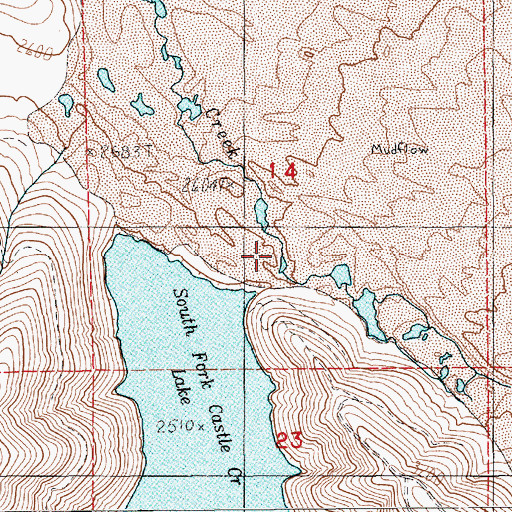 Topographic Map of South Fork Castle Creek, WA