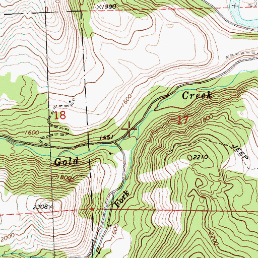 Topographic Map of South Fork Gold Creek, WA