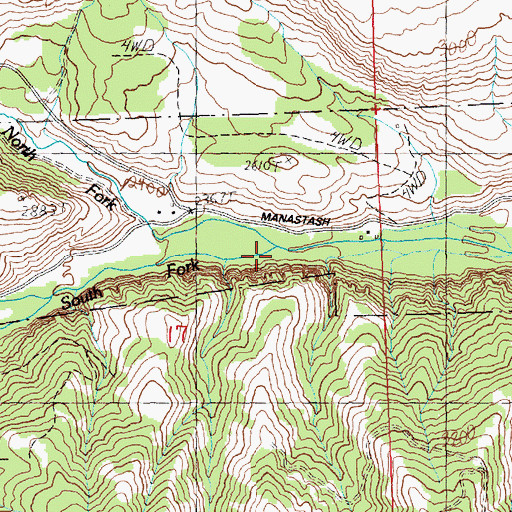Topographic Map of South Fork Manastash Creek, WA