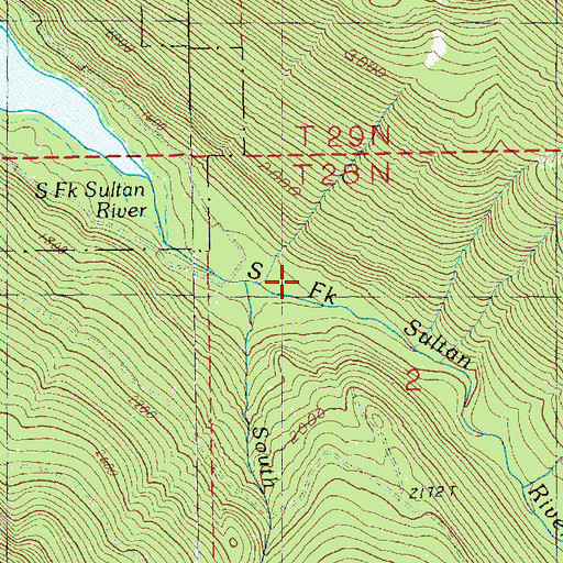 Topographic Map of South Fork South Fork Sultan River, WA