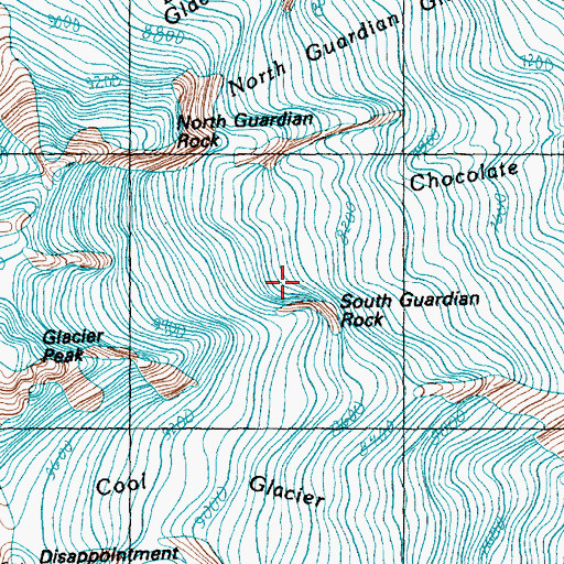 Topographic Map of South Guardian Rock, WA