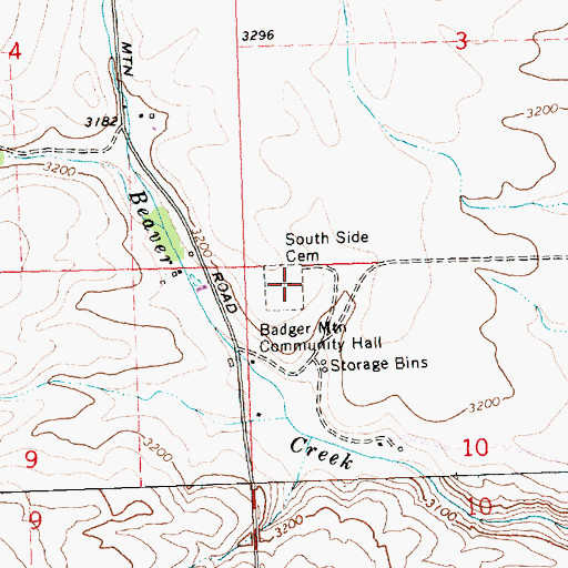 Topographic Map of South Side Cemetery, WA