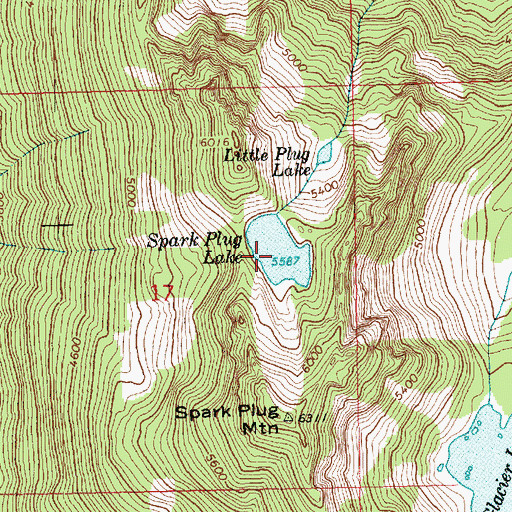Topographic Map of Spark Plug Lake, WA