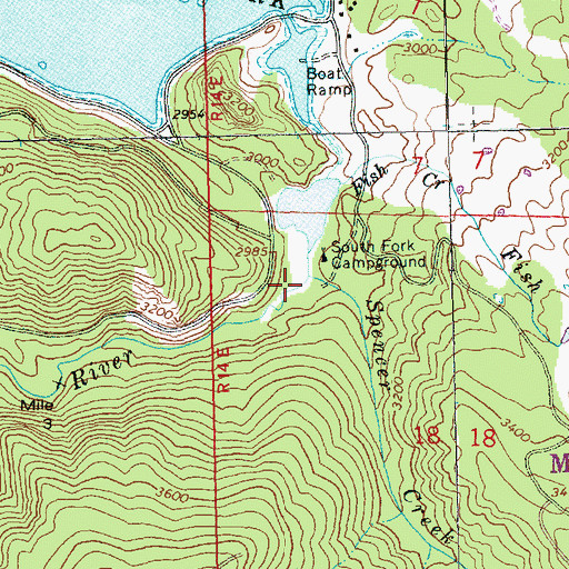 Topographic Map of Spencer Creek, WA