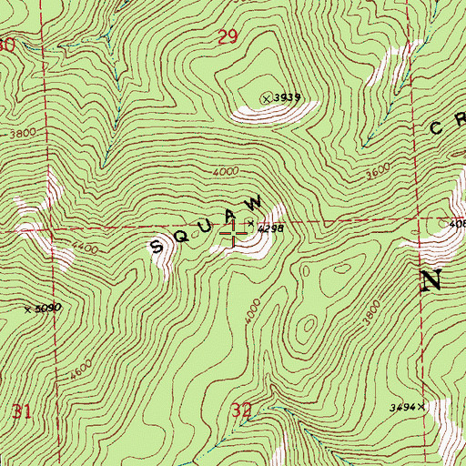 Topographic Map of Squaw Creek Ridge, WA