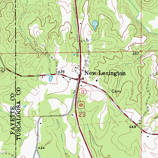 Topographic Map of New Lexington, AL