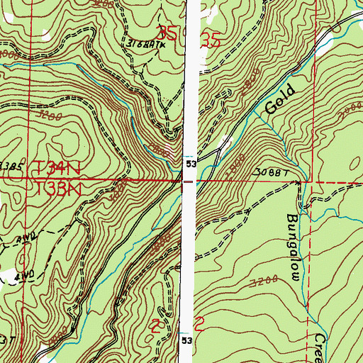 Topographic Map of Strawberry Creek, WA
