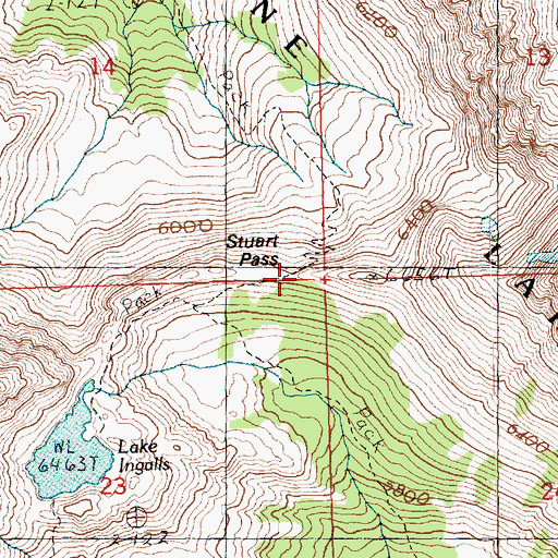 Topographic Map of Stuart Pass, WA