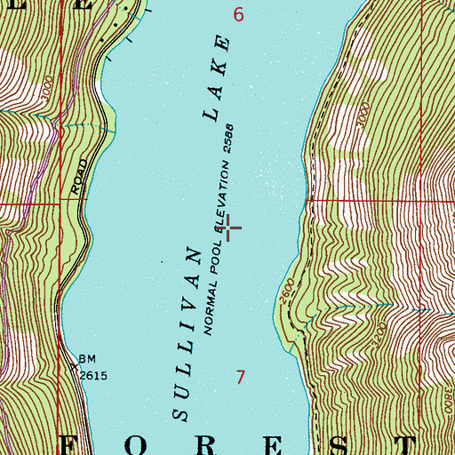 Topographic Map of Sullivan Lake, WA