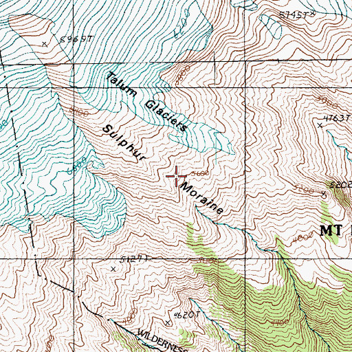 Topographic Map of Sulphur Moraine, WA
