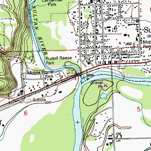 Topographic Map of Sultan River, WA
