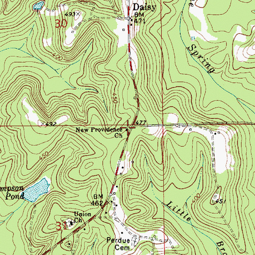 Topographic Map of Providence Church of Christ, AL