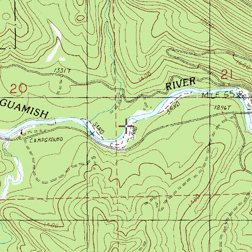 Topographic Map of Sunnyside Camp, WA