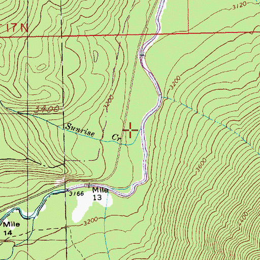 Topographic Map of Sunrise Creek, WA
