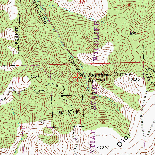 Topographic Map of Sunshine Canyon Spring, WA
