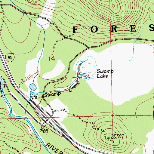 Topographic Map of Swamp Lake, WA
