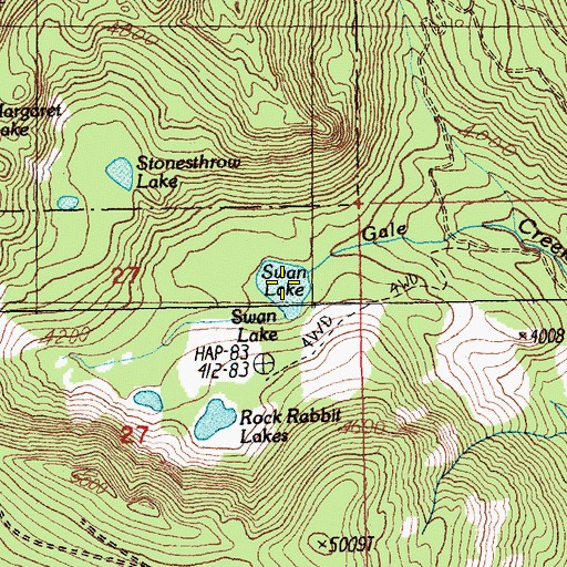Topographic Map of Swan Lake, WA