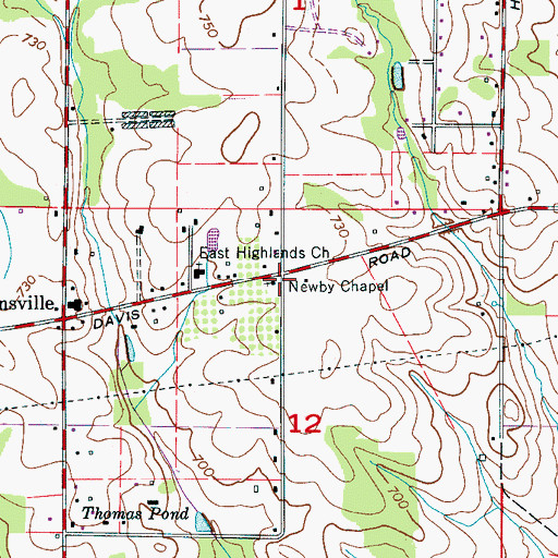 Topographic Map of Newby Chapel, AL