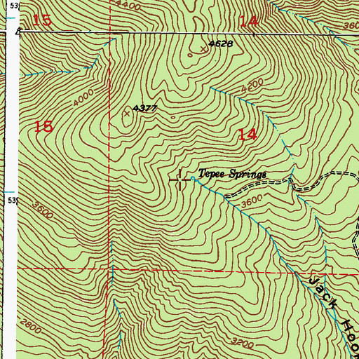 Topographic Map of Tepee Springs, WA