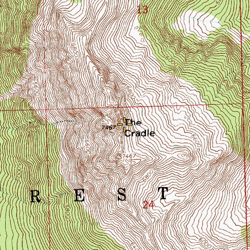 Topographic Map of The Cradle, WA