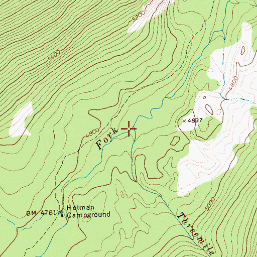 Topographic Map of Threemile Creek, WA