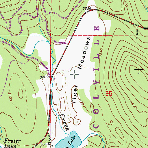 Topographic Map of Tiger Meadows, WA