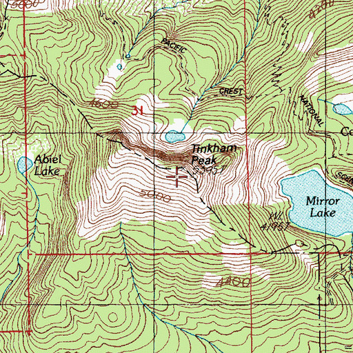 Topographic Map of Tinkham Peak, WA