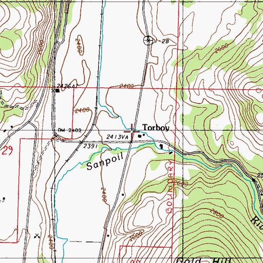 Topographic Map of Torboy, WA