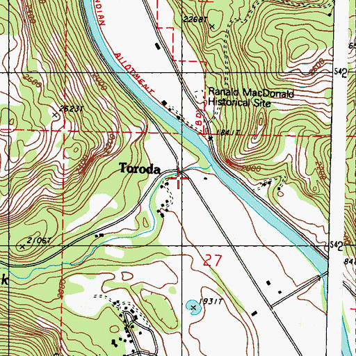 Topographic Map of Toroda, WA