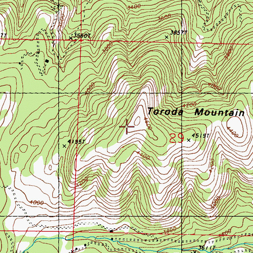 Topographic Map of Toroda Mountain, WA