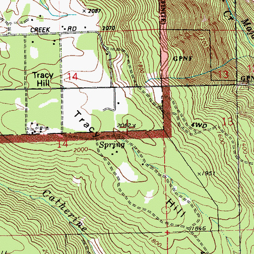 Topographic Map of Tracy Hill, WA