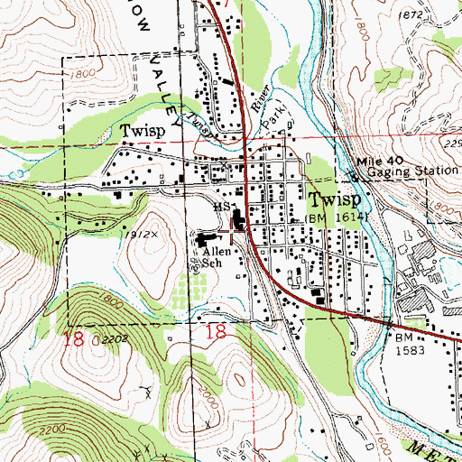 Topographic Map of Twisp, WA