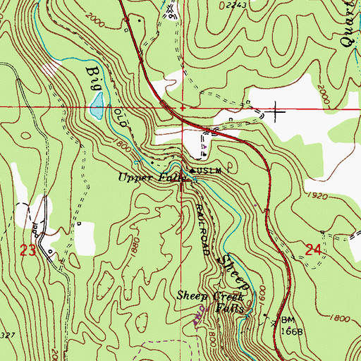 Topographic Map of Upper Falls, WA