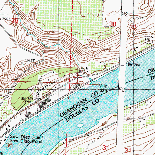 Topographic Map of Watson Draw, WA