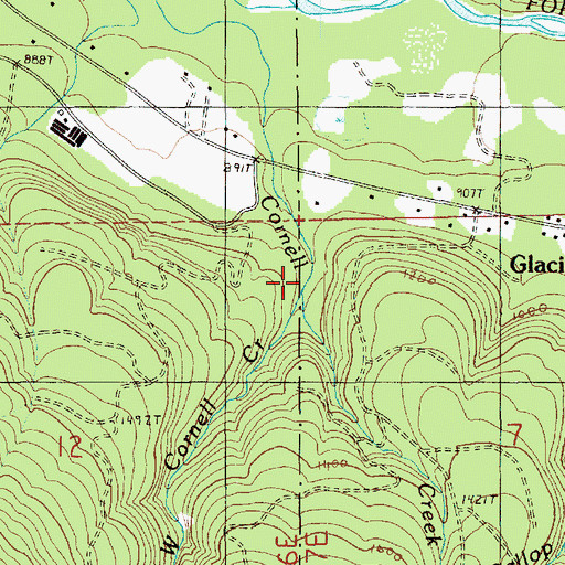 Topographic Map of West Cornell Creek, WA