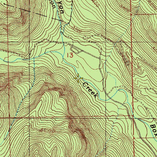 Topographic Map of West Fork Box Canyon Creek, WA