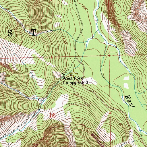 Topographic Map of West Fork Campground, WA