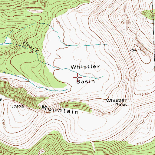 Topographic Map of Whistler Basin, WA