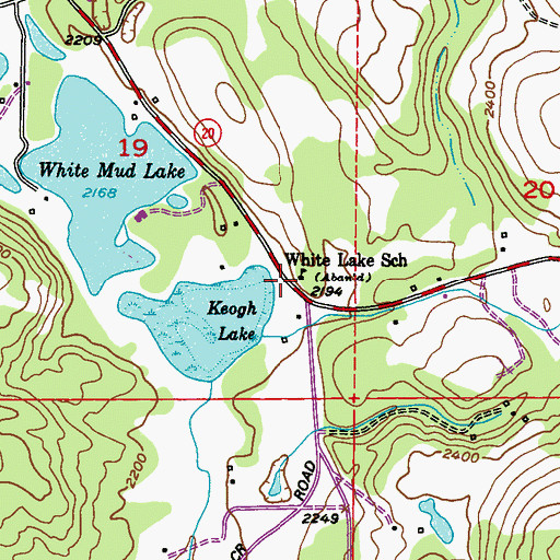 Topographic Map of White Lake School, WA